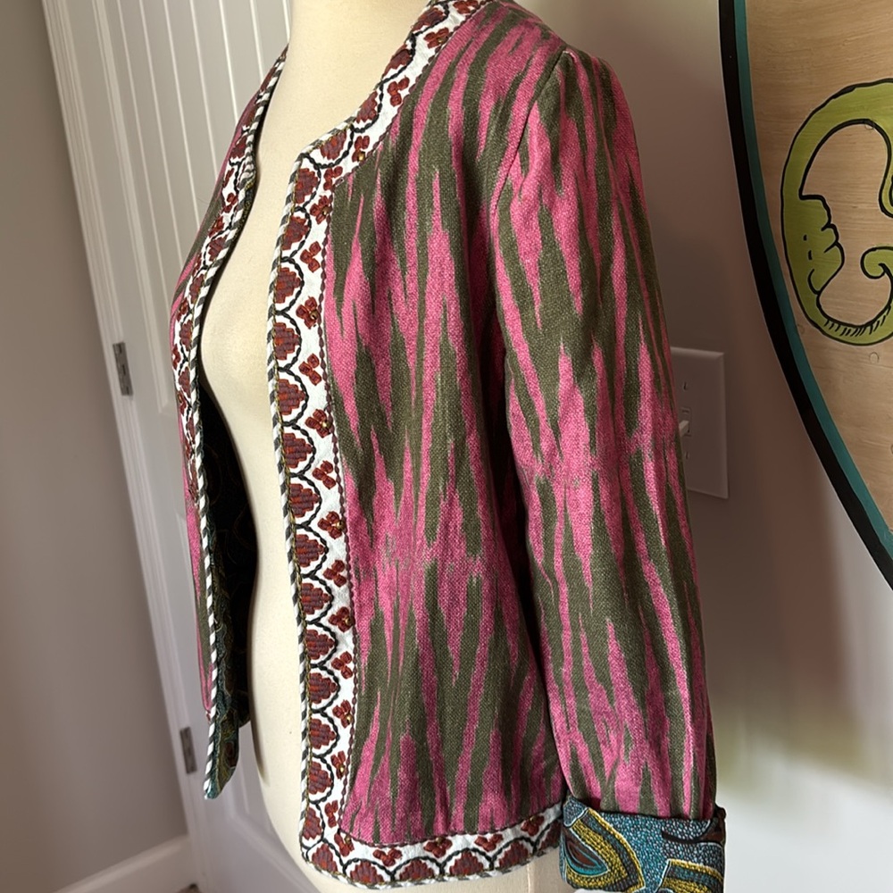 Women's Pink and Green Patterned Jacket - Picture 5 of 8